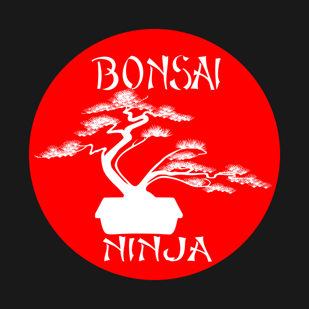 Lettering 'BONSAI NINJA' with bonsai tree with stylish font; ideal gift by ThreeOClock