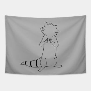 Cute Raccoon with Biscuit Outline Tapestry