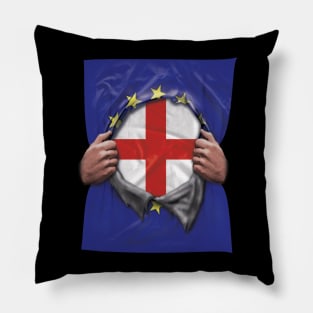 England Flag European Union Flag Ripped Open - Gift for European Union From England Pillow