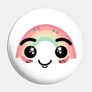 Happy rainbow face design Pin