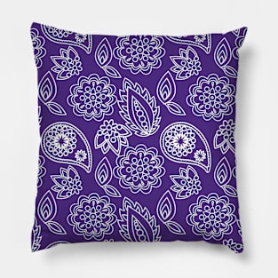 Mandala Pattern Purple and White Halloween Fall Autumn Season Pillow