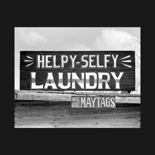 Laundry Sign, 1938. Vintage Photo by historyphoto