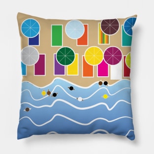 View from the sky of a full beach in summer time Pillow