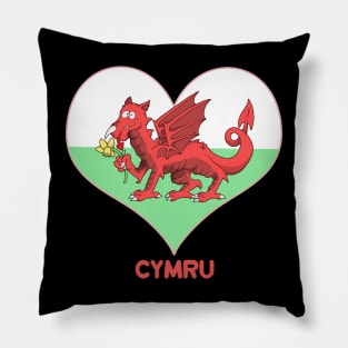 Welsh dragon With Heart Pillow