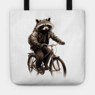 Raccoon on a Bike Tote