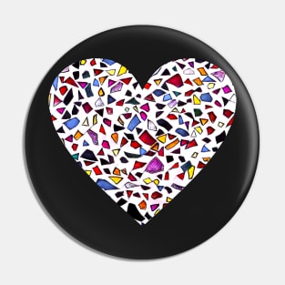 Mosaic white loveheart Pin