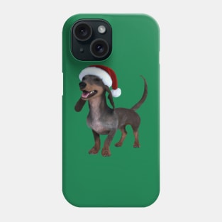 Holiday Ready Dachshund Sausage Dog With Santa Hat Phone Case