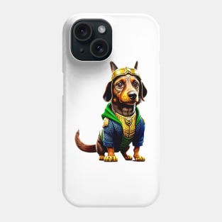Regal Pup: Dachshund Wearing a Crown Fit for a King Tee Phone Case