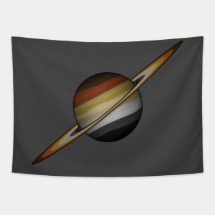 Planet and Rings in Gay Bear Pride Flag Colors Tapestry