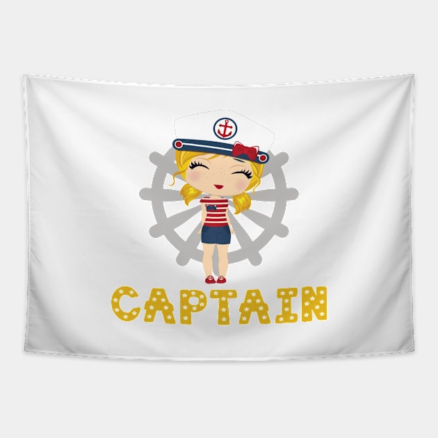 Captain girl (yellow) Tapestry by oceanys