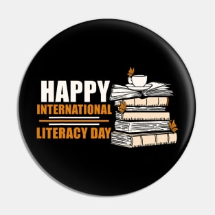 Happy International Literacy Day Book Lover Reading Pin