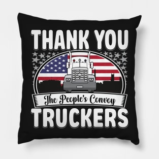 PEOPLES CONVOY US FLAG WASHINGTON DC 2022 WHITE LETTERS Pillow