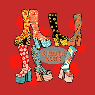 Flower Power Boots - 70s Groove Collection T-Shirt