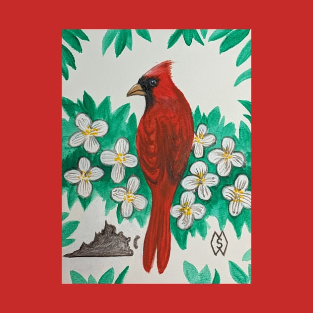 Virginia state bird and flower, the cardinal and dogwood by Matt Starr Fine Art