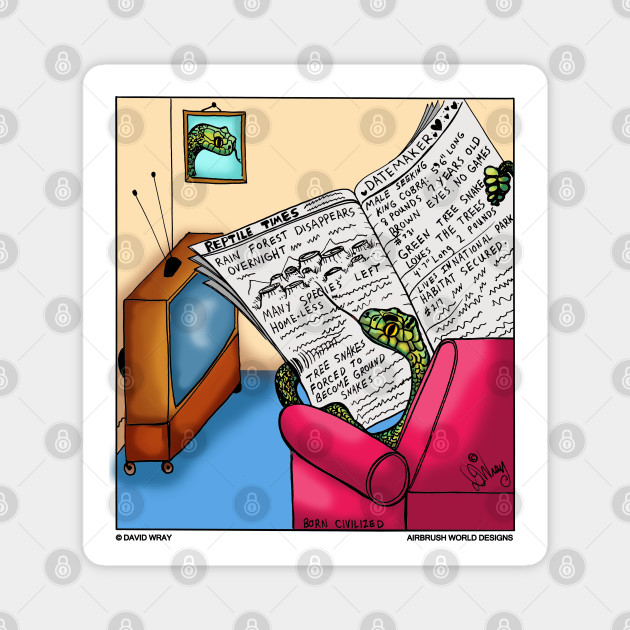 Snake Reading The Newspaper Funny Reptile Novelty Gift - Funny Cartoon - Magnet | TeePublic Snake Reading The Newspaper Funny Reptile Novelty Gift - Funny Cartoon - Magnet | TeePublic