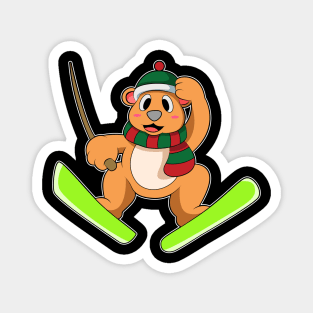 Bear as Ski jumper with Skis Magnet