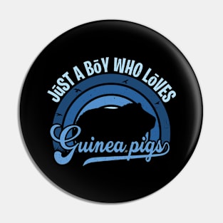 Funy Quote Just A Boy Who Loves guinea pigs Blue 80s Retro Vintage Sunset Gift IdeA for boys Pin