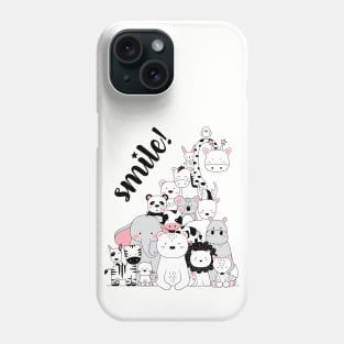 Smile! Cute Animal Doodle Phone Case