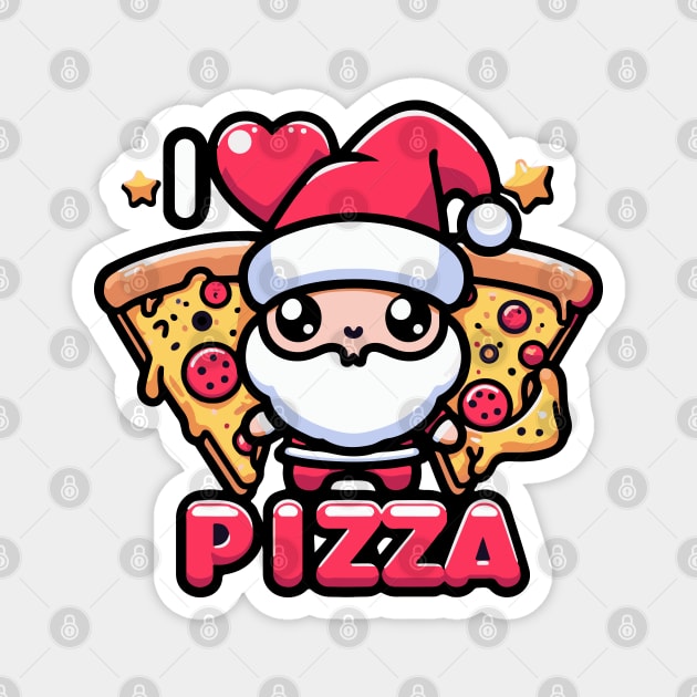 SANTA I LOVE PIZZA Magnet by T-Shirt Paradise