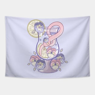 Kawaii Snake Wildflower Drink Tapestry