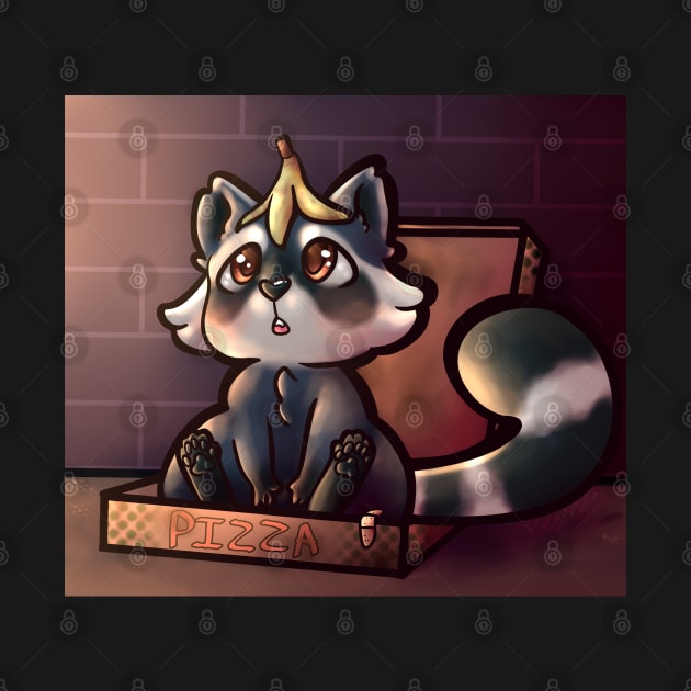 Raccoon in box with background by OrangeRamphasto