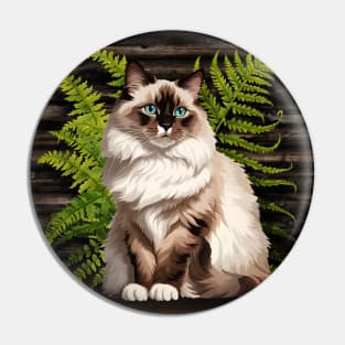 Portrait of a Ragdoll Cat Pin
