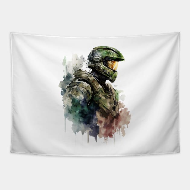 Halo Master Chief Watercolor - Original Artwork Tapestry by Labidabop