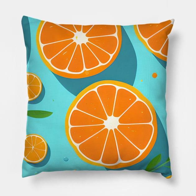 Orange Fruit Abstract Pattern Pillow by Artilize