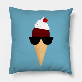 Cool Ice Cream Cone with Sunglasses Pillow