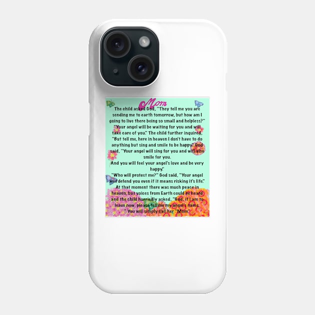 The best Mother’s Day gifts 2022, You will simply call her mom Beautiful poem about motherhood green background Phone Case by Artonmytee