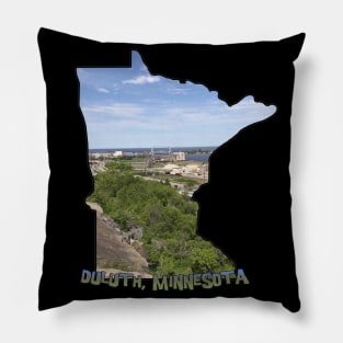 Minnesota State Outline (Duluth and Aerial Lift Bridge) Pillow