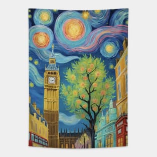 Starry Night Symphony: Van Gogh Inspired Cityscape Tapestry