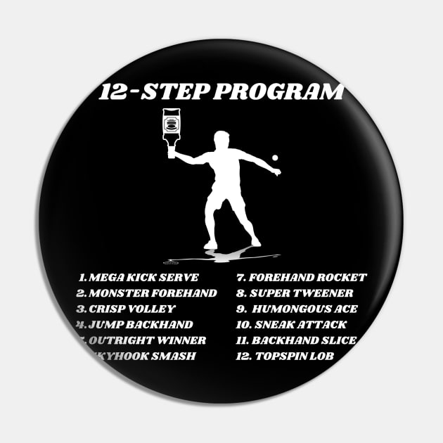 US Open Funny Tennis Addict 12-Step Program Pin by TopTennisMerch