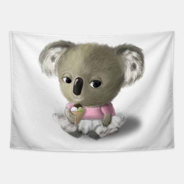 Cute fluffy baby koala Tapestry by Ta_bahdanava