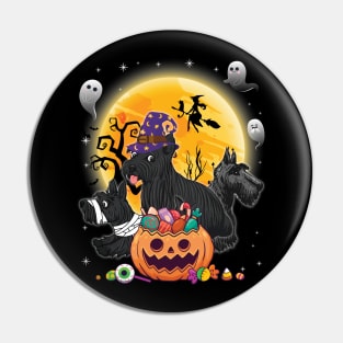 Scottish Terrier Dog Mummy Witch Moon Ghosts Happy Halloween Thanksgiving Merry Christmas Day Pin