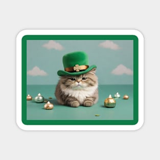 Grumpy St Patrick's day cat Magnet