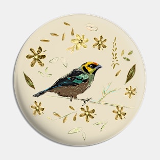 Bird with floral environment. Pin