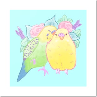Budgies, Animal art, love, two birds bird artwork, bird pet Art Print by  SurenArt