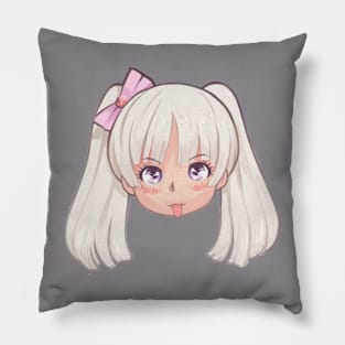 Anime Girl Sticking Her Tongue Out Pillow