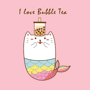 Kawaii Cat Mermaid Boba Tea Lovers Gift Idea T-Shirt