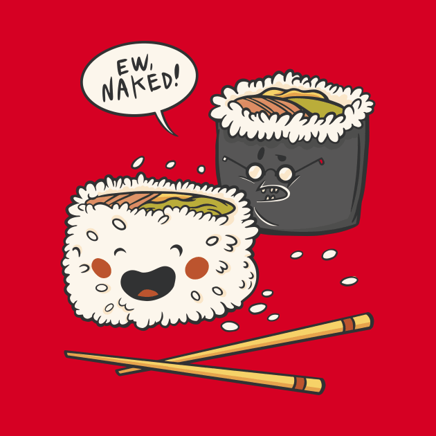 Funny Cute Sushi Cartoon // Kawaii Sushi Illustration by SLAG_Creative