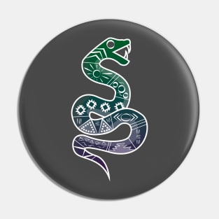 Mexican Aztec Snake Design Green and Purple Pin