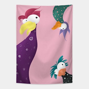 Feathered Funk Funky Chickens Tapestry