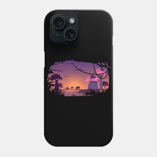 Safari sunset graphic, wild life nature lover, outdoor adventure travel trip novelty, Men Women Phone Case