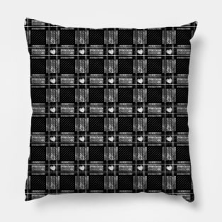 White Heart Dark Plaid Pattern Pillow