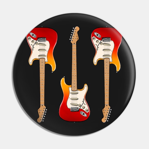 Triple Tequila Sunrise Stratocaster Pin by saintchristopher