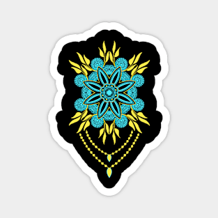 Blue and Yellow Mandala with chains Magnet