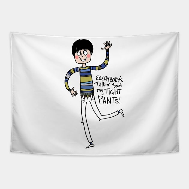 Tight Pants - cartoon Tapestry by henryhorsfall