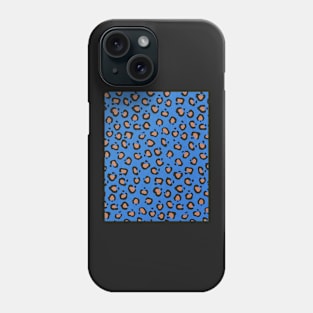 Leopard blue pattern, Abstract print, Retro, Mid century art Phone Case