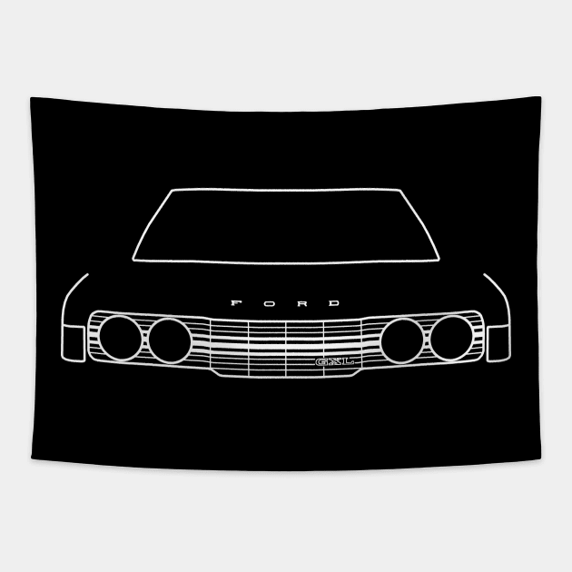Ford Cortina Mk3 outline graphic (white) Tapestry by soitwouldseem